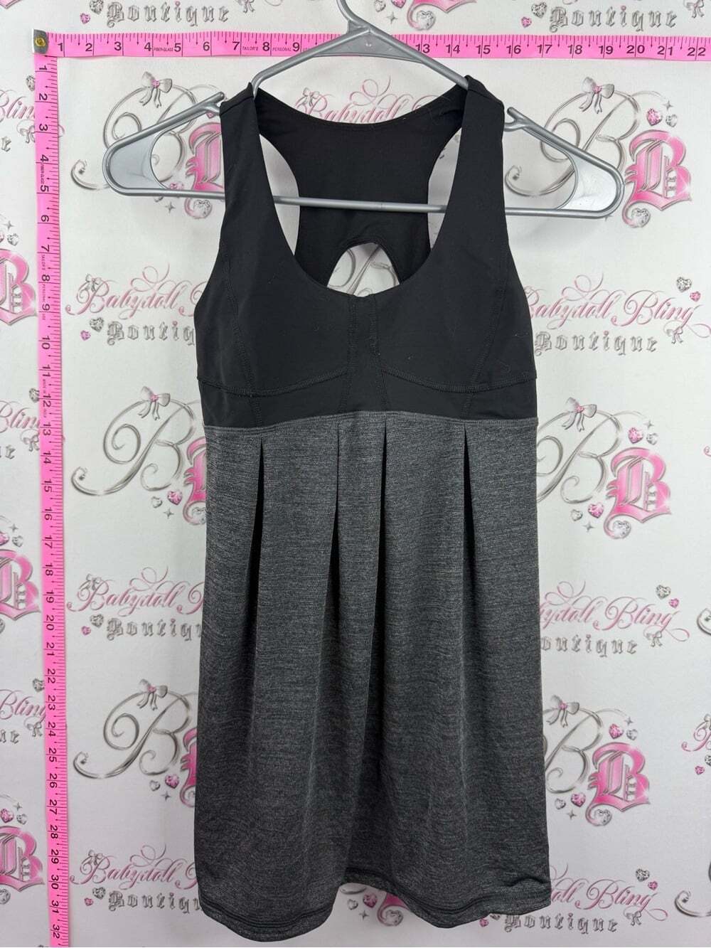lululemon athletica Black and Gray Pleated Tank Top Dress